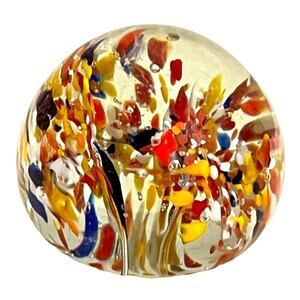 Studio Art GLASS PAPERWEIGHT Spotted Trumpet Flowers 2.5" Ball Pontil Bottom